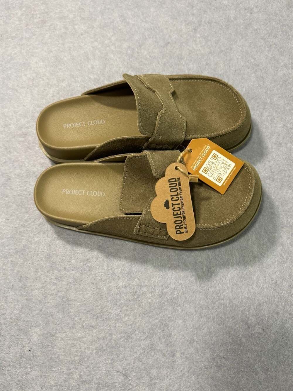 Project Cloud Loafer Clog Suede Size 6.5 Olive Green Slip-On Shoes